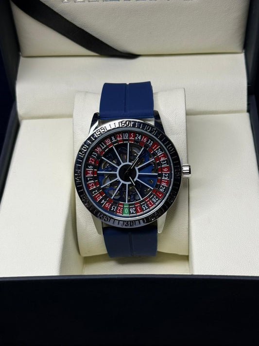 Kegio Spinner Dial Watch - Silicon Straps with Magnetic Lock skeletone dial