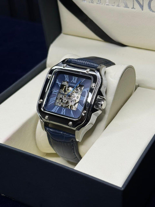 MARTYN automatic watch with a leather strap, waterproof stainless steel case