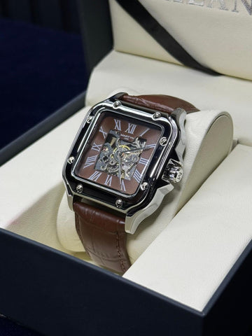 MARTYN automatic watch with a leather strap, waterproof stainless steel case