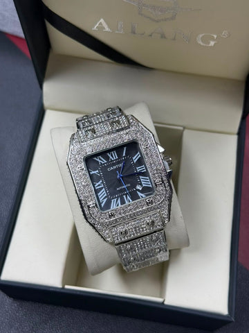 Men,s Stainless Steel Stones Watch